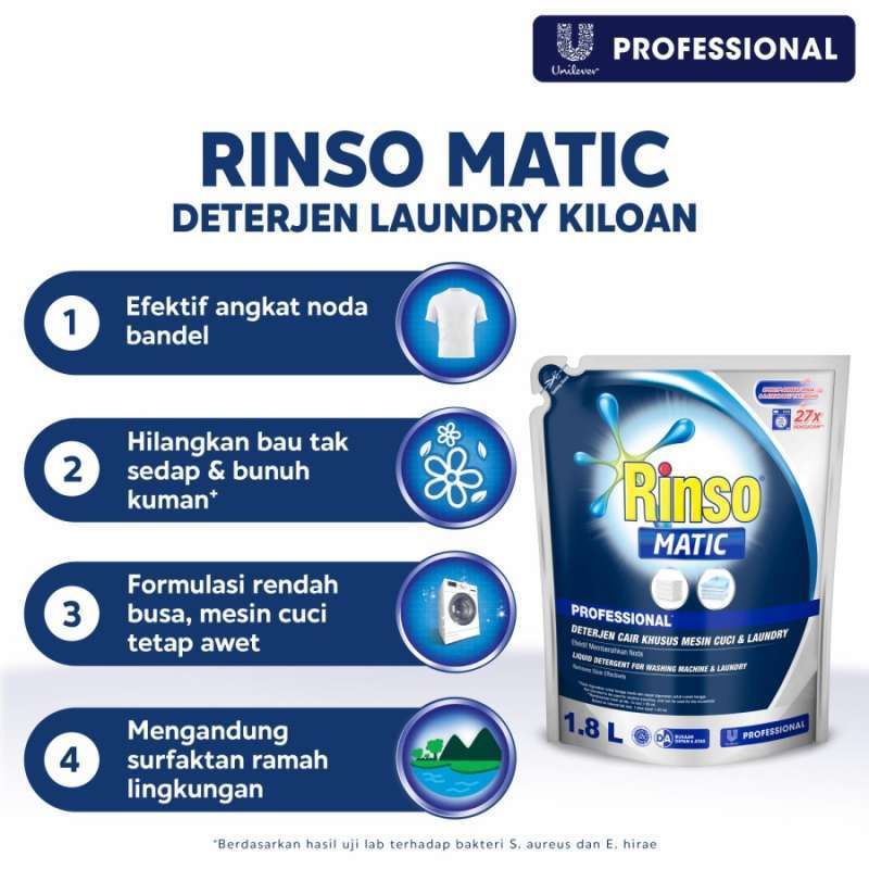 RINSO MATIC DETERJEN CAIR KONSENTRAT SABUN CUCI BAJU DETERJEN MESIN CUCI TOP LOADING &amp; FRONT LOADING