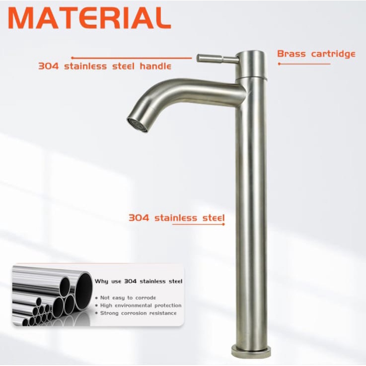 KERAN BAMBU - KERAN WESTAFEL TINGGI STAINLESS STILL ENGKOL