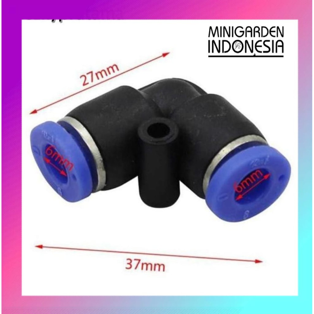 SLIP LOCK ELBOW L 6MM PNEUMATIC PU PUSH IN FITTING KONEKTOR SELANG SIRAM IRIGASI TAMAN MIST NOZZLE