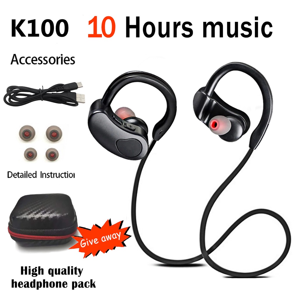 Sports Bluetooth-compatible Earphone Wireless Headphones Stereo Headset K98 K100 Wireless Earbuds Hi