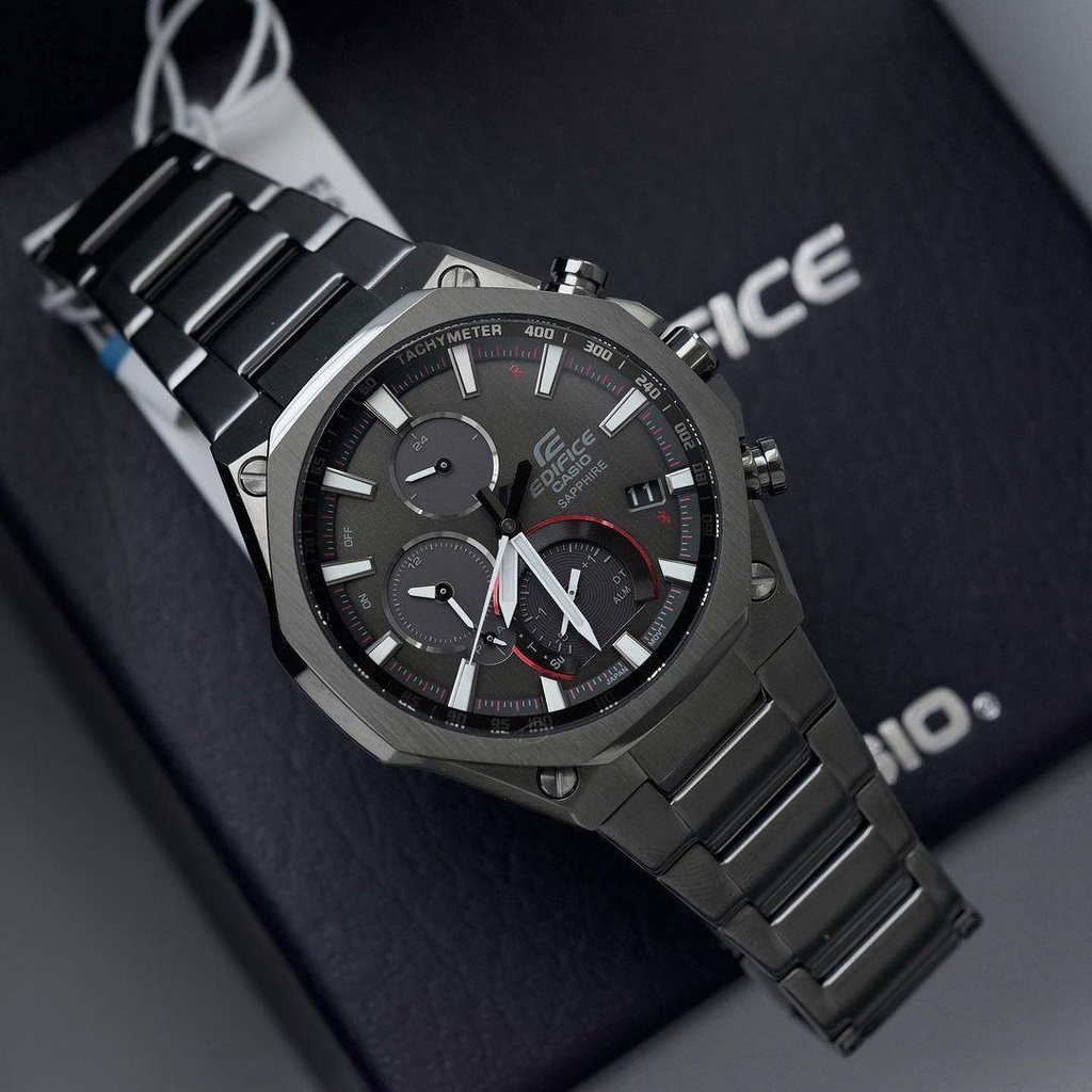 Jam Tangan Casio Edifice EQB-1100 Stainless Full Black Terbaru Chrono All Aktif