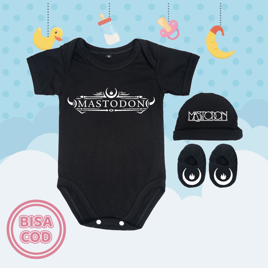 Baju Kodok Jumper Bayi Set Sepatu dan Topi Band Musik Progressive Metal Mastodon