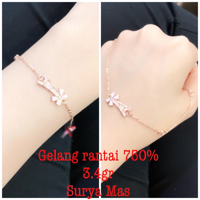 Gelang rantai emas 750%