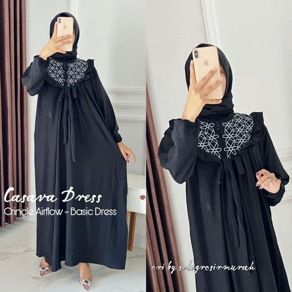 CASAVA DRESS CRINCLE AIRFLOW LD 110CM// GAMIS BORDIR BUSUI FRIENDLY