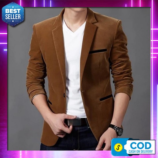 Blazer Semi Casual Pria Kekinian/ Jas Santai Remaja Laki-Laki/ Jas Slim Fit Cowok Korea/ Jas Hitam K