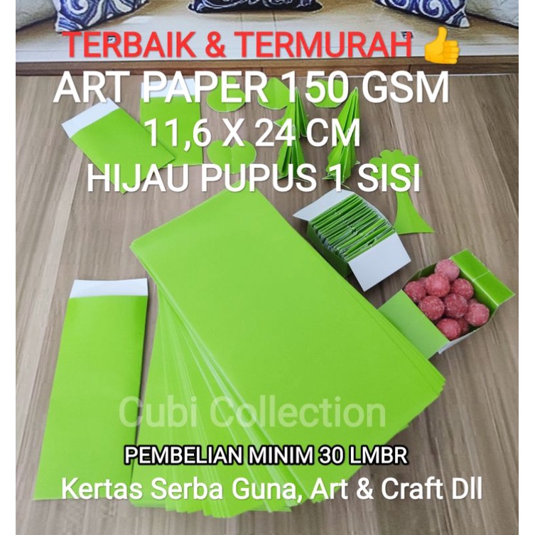 

KERTAS ART PAPER 150 GSM 11,6 X 24 CM WARNA HIJAU PUPUS 1 SISI TERMURAH!!