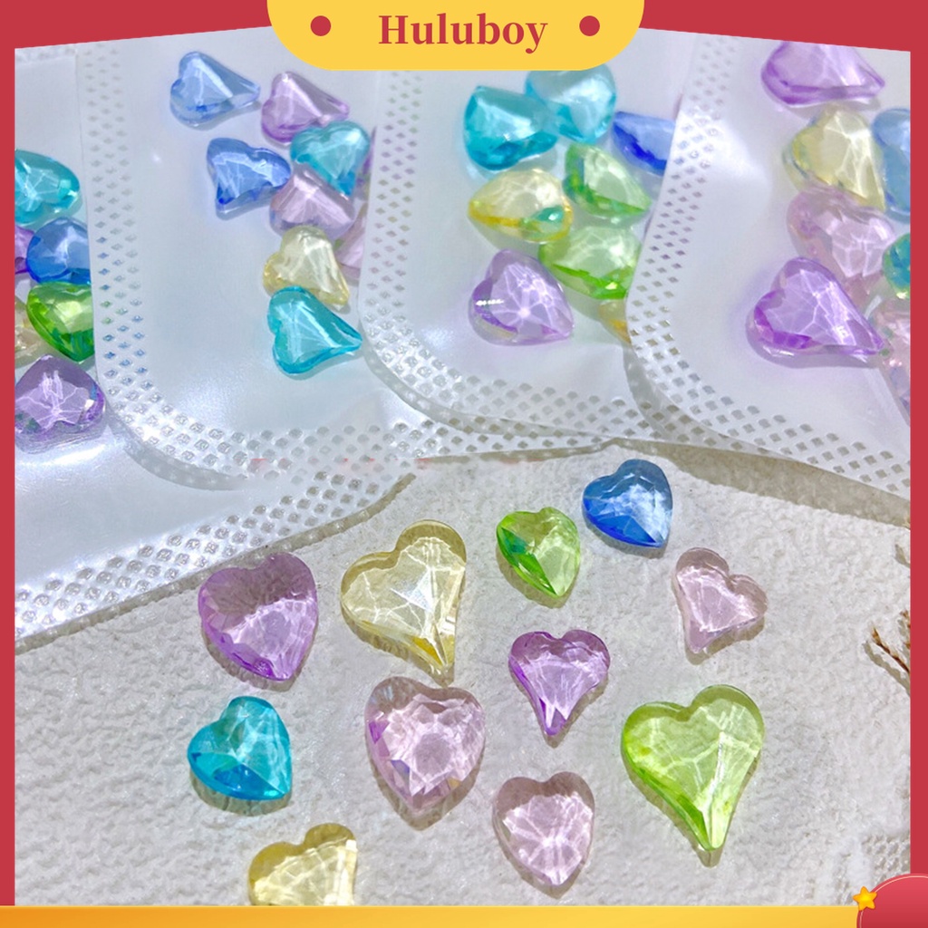 Huluboy Huluboy♡ 10pcs Charms Berlian Imitasi Bentuk Hati 3D Warna Campur Untuk Dekorasi Nail Art