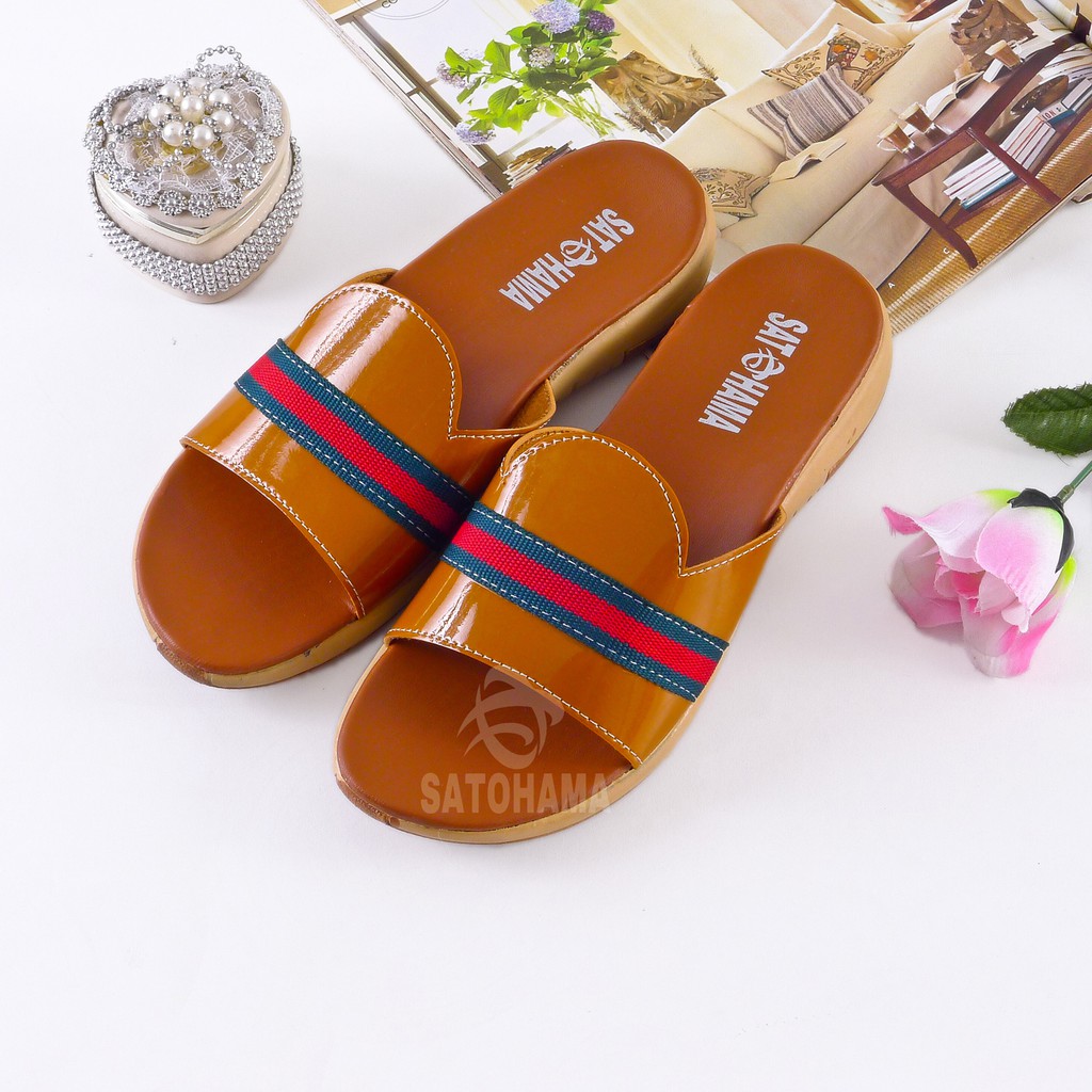 Satohama Sandal Kokop Wanita Sol Karet Sandal Sandal Terbaru Sandal Terlaris Sandal Garis Murah