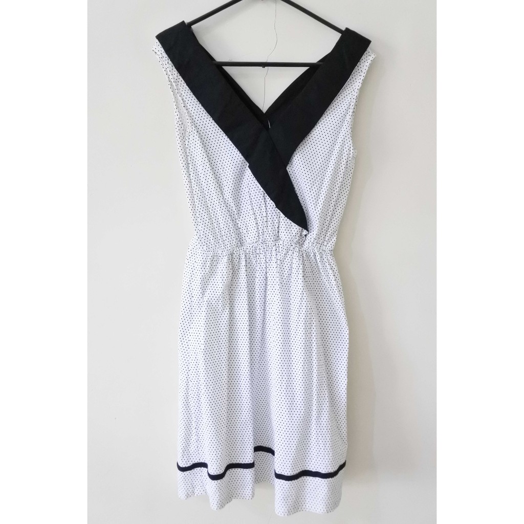 mini dress white polkadot black korean style II casual dress
