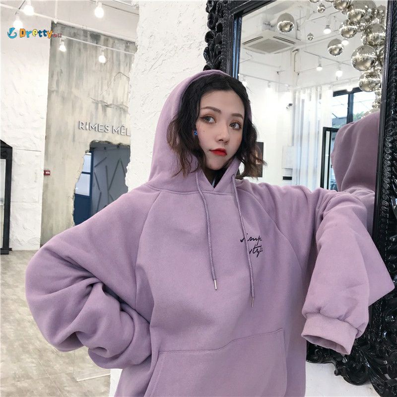 (S - 6XL) Hoodie Korean Style SIMPLE STYLE IRIDESCENCE Big Size OVERSIZE Pria Wanita Long Sleeve Lilac Ungu Muda BEIGE KREM Khaki Jumbo M L XL XXL 3XL 4XL 5XL