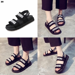 SENDAL WANITA  SIMPLE KOREA  STYLE TERBARU  SANDAL  HITAM 