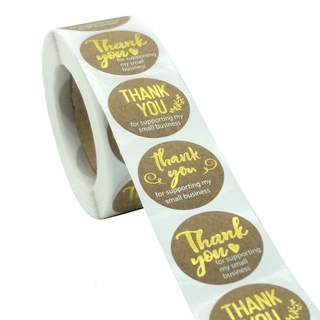 500pcs Stiker Kertas Kraft Tulisan Thank You Warna Emas 500pcs Stiker Kertas Kraft Tulisan Thank You Warna Emas