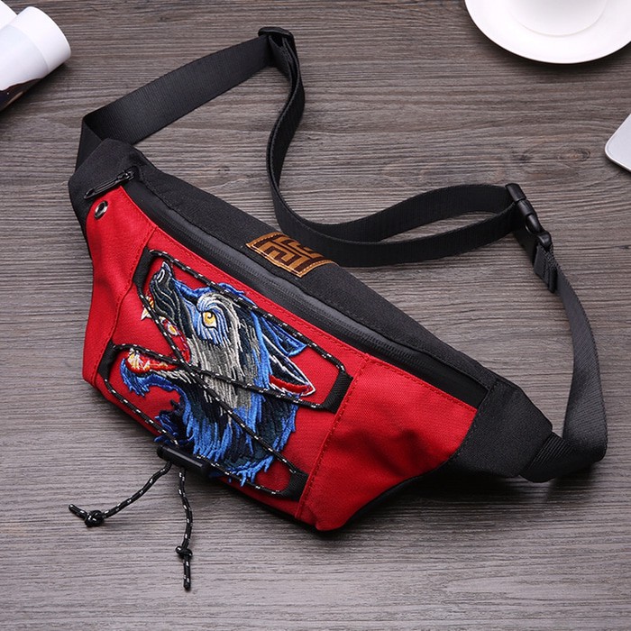 Tas Selempang Kanvas Tas Pria import Waistbag WOLF