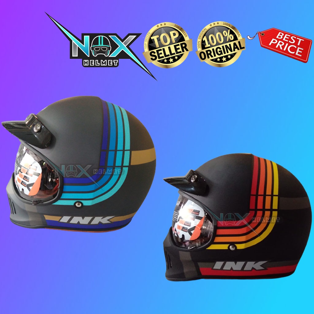 Helm INK TROOPER Motif Borederline ORIGINAL Fullface Retro Cakil (ongkir 2kg)