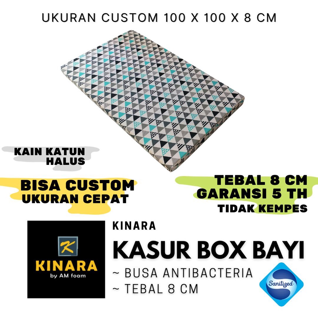 Kasur Box Bayi Anti Bakteri 100 x 100 x 8 cm