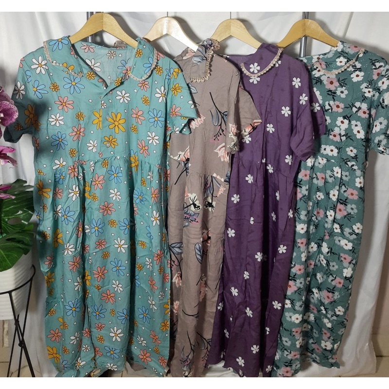 Daster Rumah Rayon Kerah Panjang 3/4