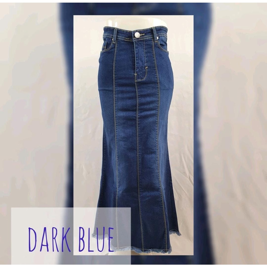 GLOW - ROK JEANS WANITA / ROK PANJANG JEANS WANITA / ROK WANITA / NEW ARRIVAL-ROK DARKBLUE