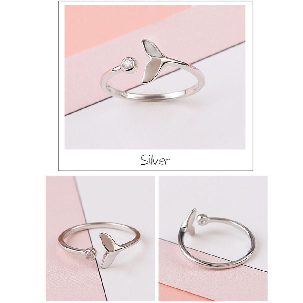 Lily Fishtail Fish Wave Adjustable Aksesoris Perhiasan Ekor Cincin Gelombang Bertatahkan Berlian Ring