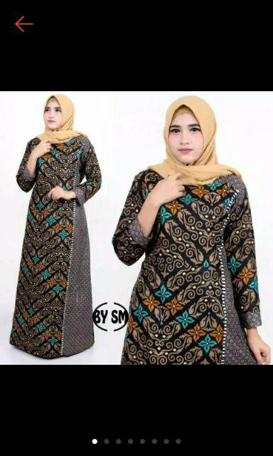 Ms Gamis Batik Sriwedari Maxi Jumbo Xxl Ld 110c. Resleting Belakang Katun Sogan