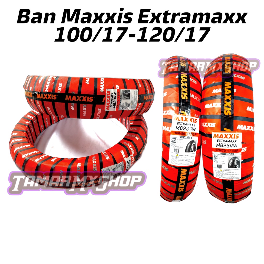 Sepasang  Ban Supermoto Ban Luar Merk Maxxis Ukur 100/80-17 &amp; 120/80-17
