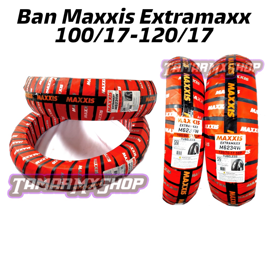 Sepasang  Ban Supermoto Ban Luar Merk Maxxis Ukur 100/80-17 & 120/80-17