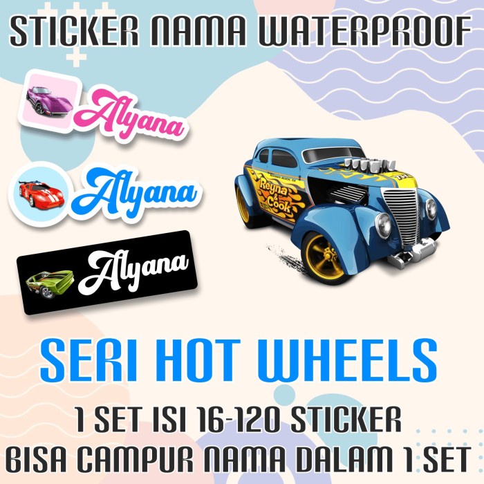 

[14-120 pcs] Sticker Nama Custom Hot Wheels / HotWheels