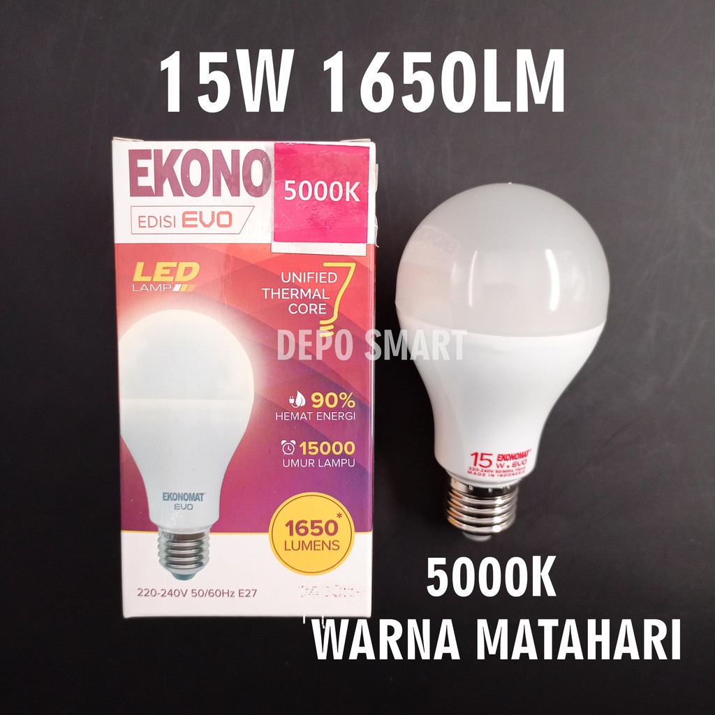 LAMMPU LED EKONOMAT EVO 15W 1650LM 5000K WARNA MATAHARI - MURAH HEMAT