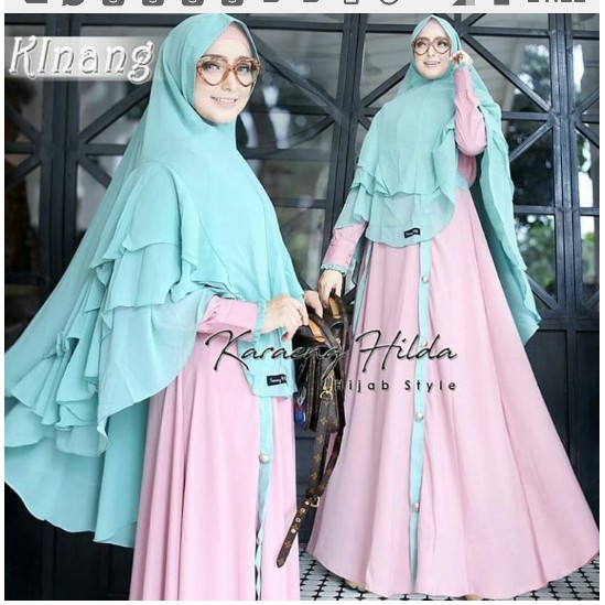 pakaian Gaun muslim ibu islami Adkinang syari set gamis jilbab baju muslim murah maxy dress busui -