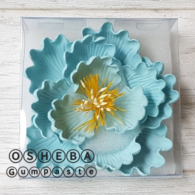 

[osheba] gumpaste bunga bs peony 10 cm warna biru