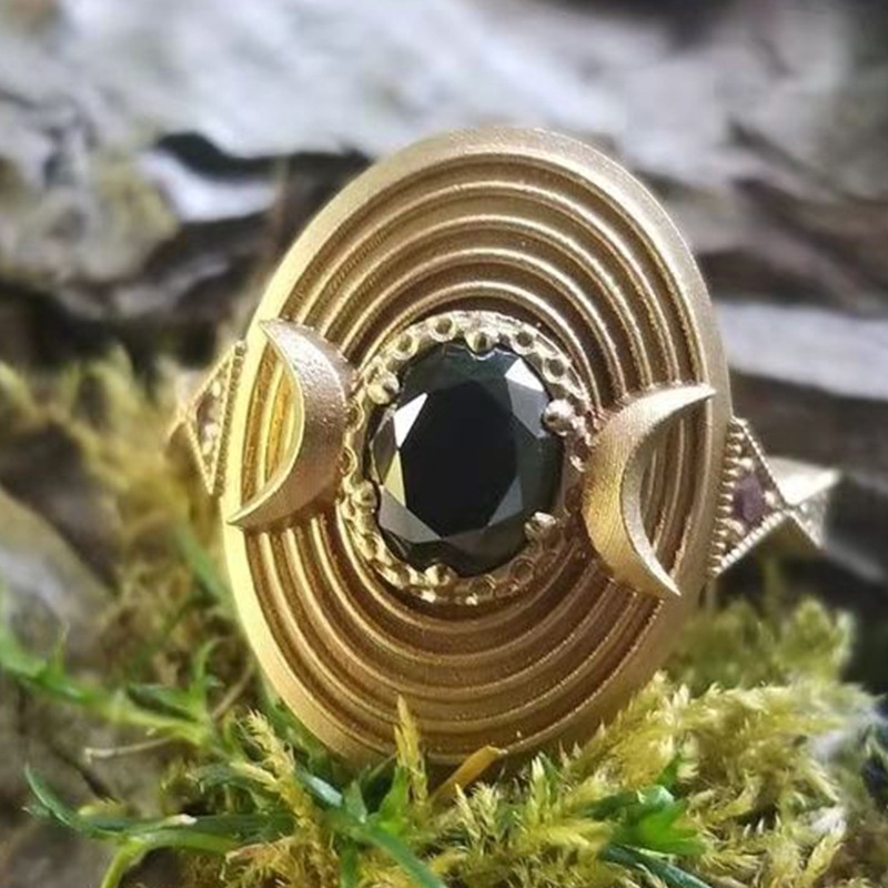 Cincin Sapphire Lapis Emas Gaya Korea Untuk Wanita