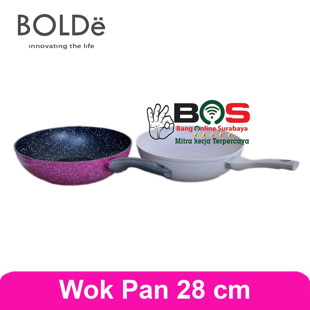 Bolde Super Pan Wok 28 CM Granite Black Panci Wajan anti lengket