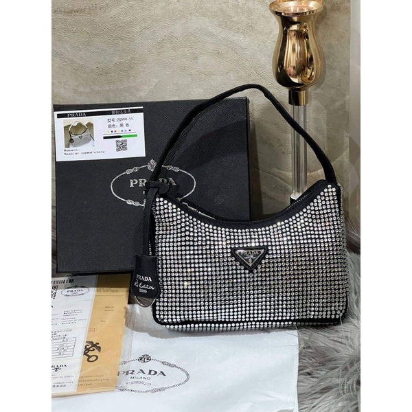 NEW ITEM tas pr4d4 fuji hobo bling bling free box