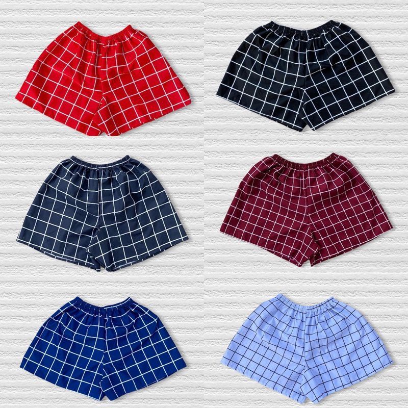 CELANA PENDEK TARTAN WANITA PRIA UNISEX MODEL BOXER KOTAK MOTIF SORT PANTS TERMURAH