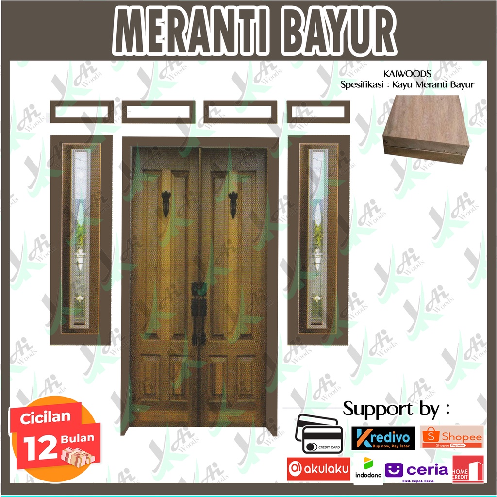 Fullset Pintu Double Kayu Meranti Sumatra / Bayur