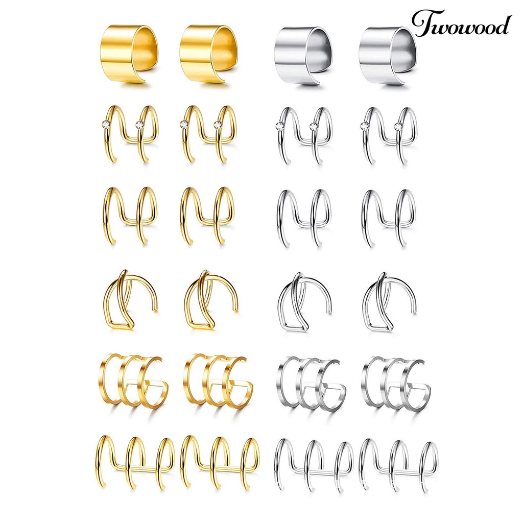 6 Pasang Anting Tanpa Tindik Bentuk Bulat Gaya Hip Hop Untuk Wanita