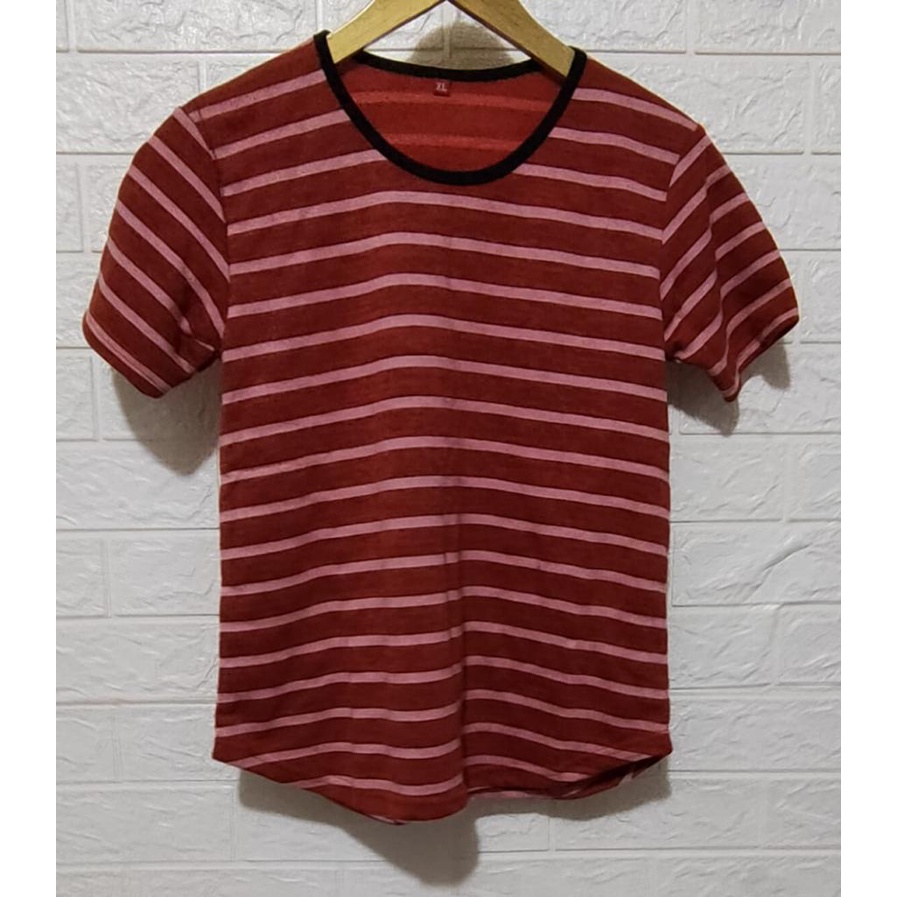 Noveli wear - Kaos stripe wanita lengan pendek babyterry | atasan fashion wanita