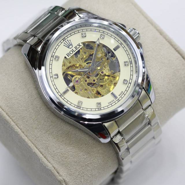 Jam tangan pria cowok rolex otomatis automatic tanpa baterai anti air murah