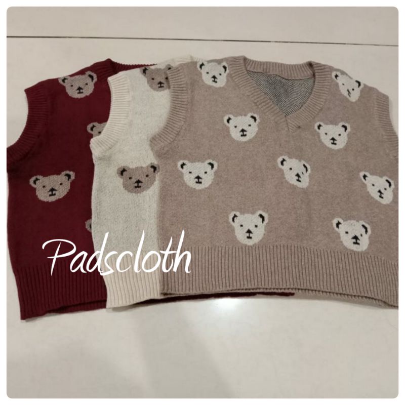 Vest Bear Anak Rajut Halus Tebal 3-5th / vest rajut anak UNISEX realpict