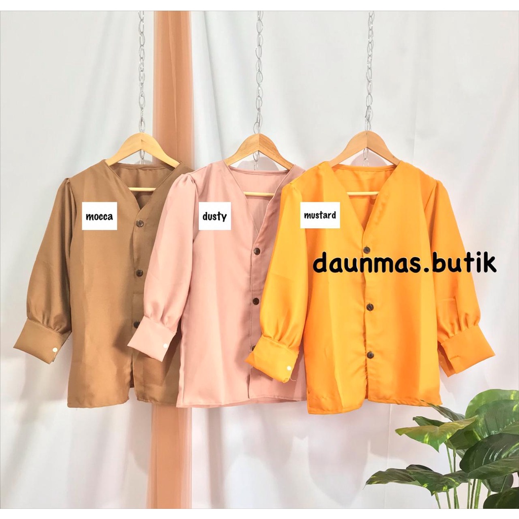 1KG MUAT 6PCS | OWLY BLOUSE KOREA KANCING BUSUI FASHION WANITA MUSLIMAH-OWLY DUSTY