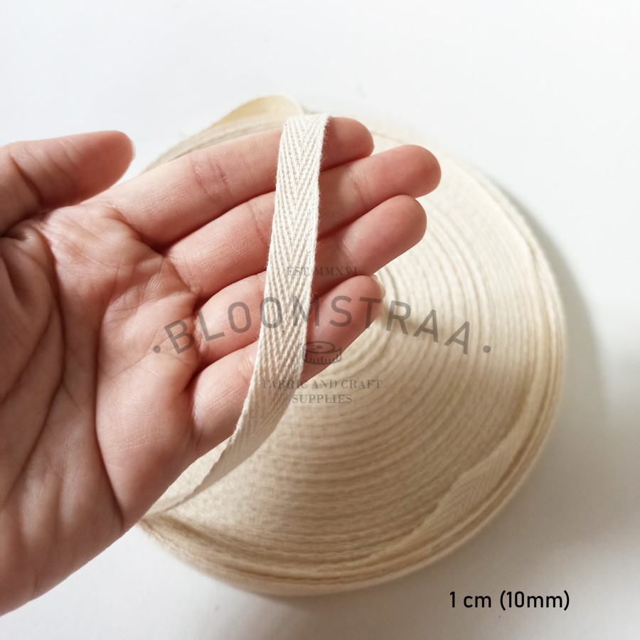 Roll Twilltape Katun 1cm 10mm Broken White Cotton Twill Tape Pelipit