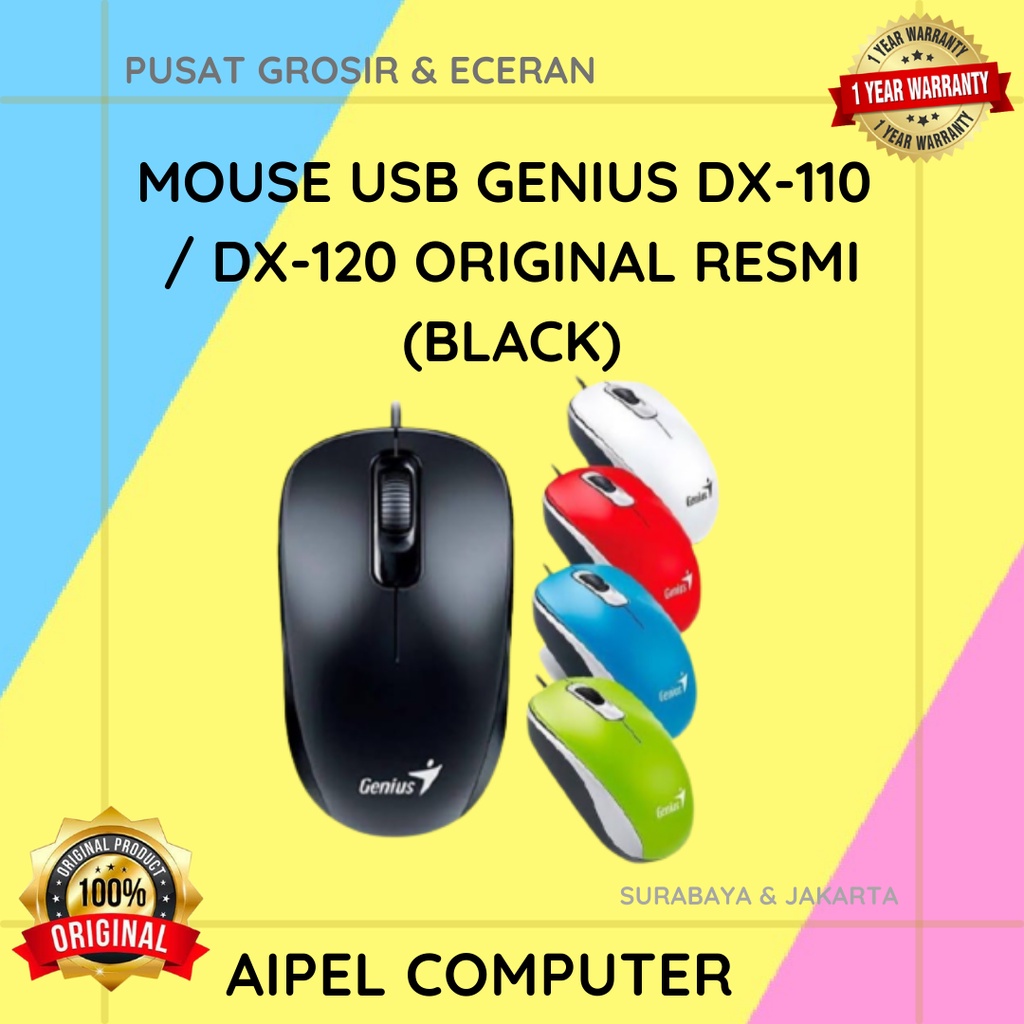 DX1 | MOUSE USB GENIUS DX-110 / DX-120 ORIGINAL RESMI (BLACK)