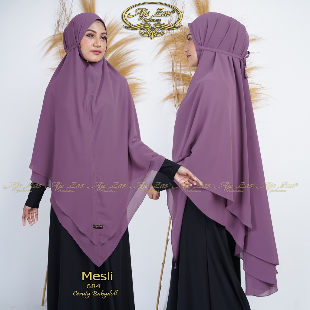 AJE ZAS - Khimar Hijab Jubah Jumbo Syar'i Tali Tanpa Pet Kode-MESLI Matt Ceruti BabyDoll