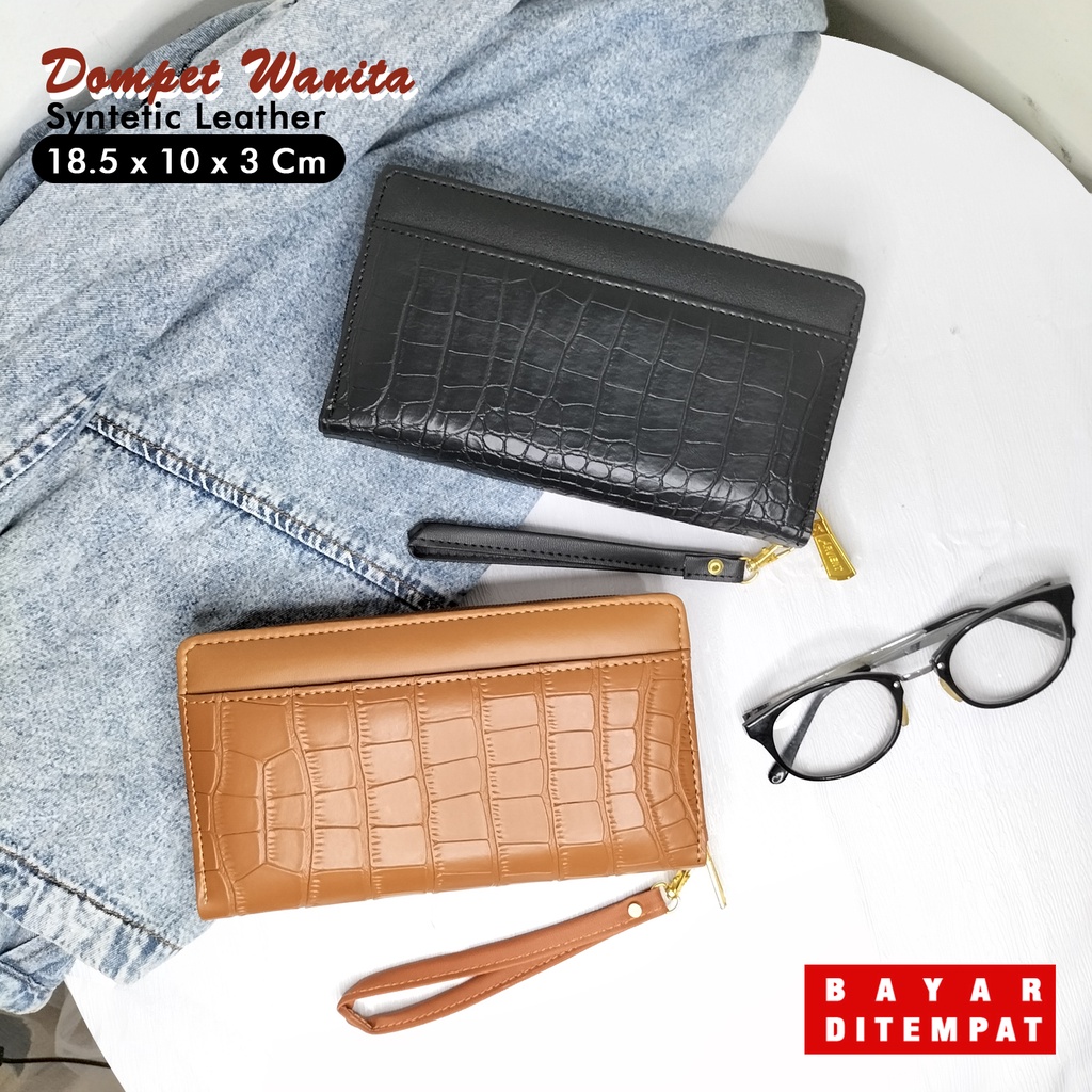 Dompet panjang wanita dompet kulit sintetis dompet panjang fashion terbaru dompet panjang cewek terjangkau dompet panjang motif croco