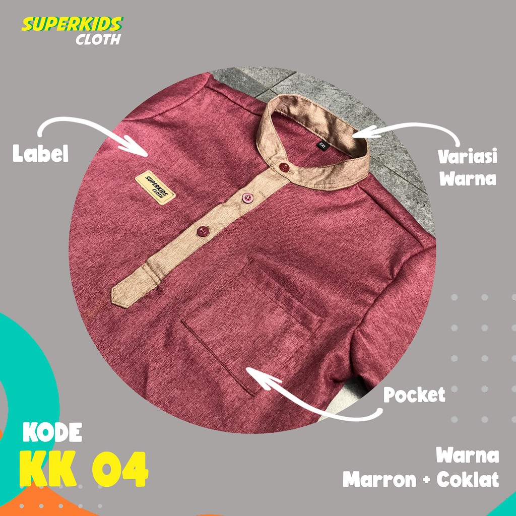 KOKO ANAK KURTA ANAK LAKI LAKI SUPERKIDS MAROON  1 - 11 Tahun