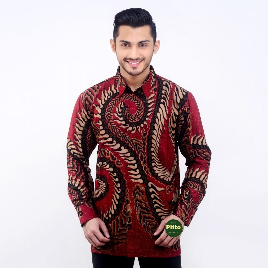 KEMEJA BATIK PRIA LENGAN PANJANG BAJU BATIK PRIA MODERN SIZE M L XL XXL