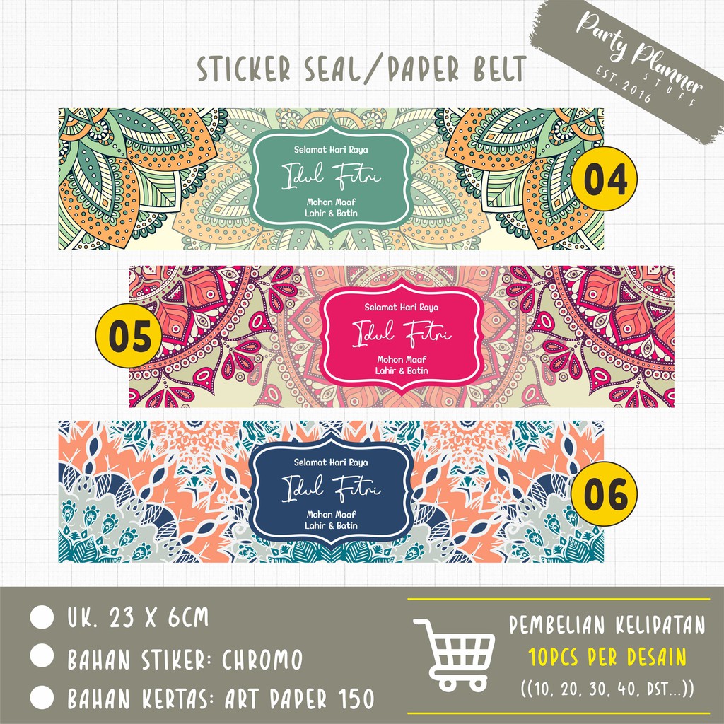 

Paper belt lebaran / stiker seal kue kering / stiker idul fitri / stiker segel hampers ramadan