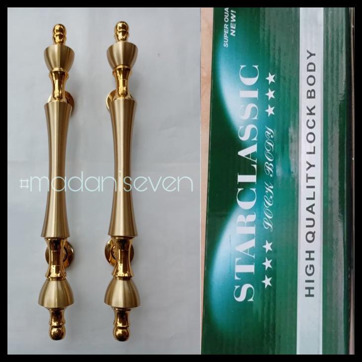 DISKON HANDLE PINTU RUMAH/ PULL HANDLE KUNINGAN DAHLIA GOLD + KUNCI PELOR