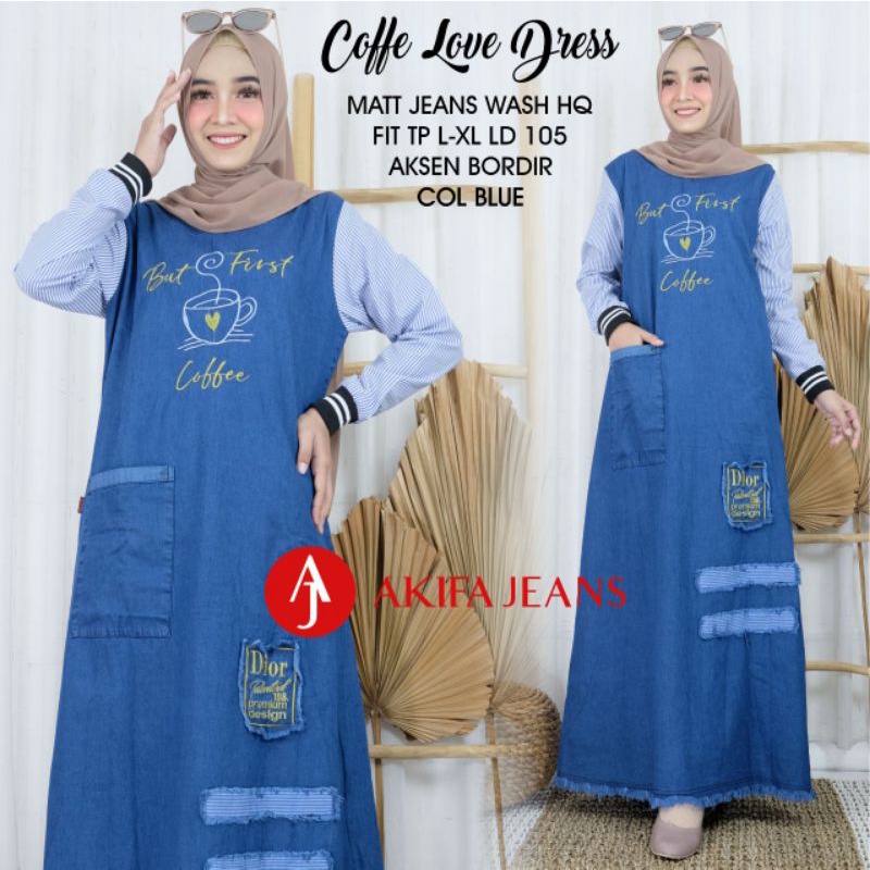 GAMIS JEANS TERBARU / GAMIS WANITA DEWASA / GAMIS JEANS KOMBINASI / GAMIS SYARI / GAMIS JEANS DENIM