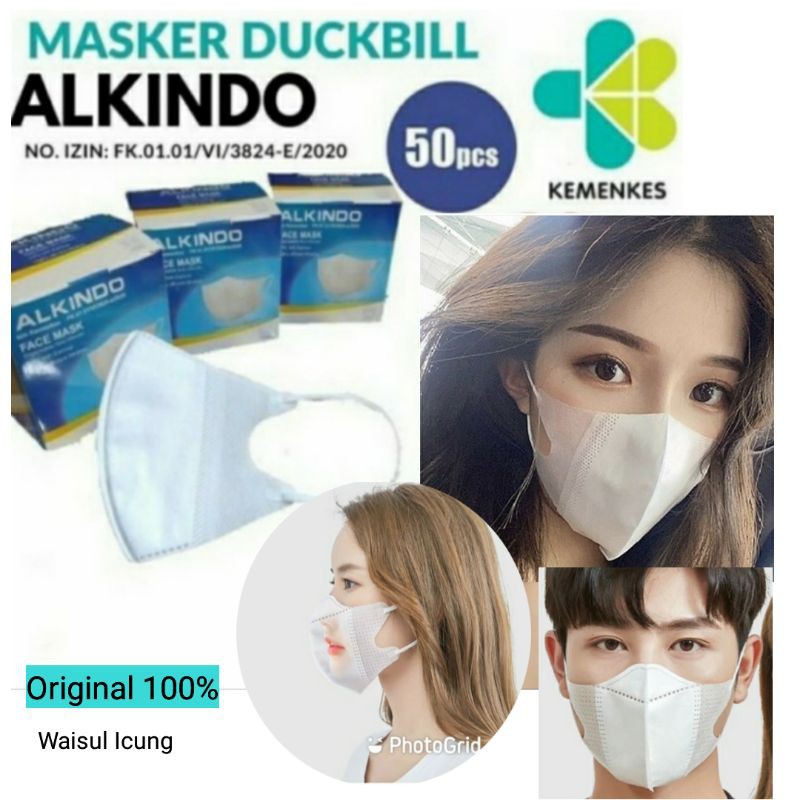 MASKER NYAMAN AMAN DUCKBILL ALKINDO 3PLY 1BOX ISI 50PCS IMPORT MASKER MULUT BEBEK