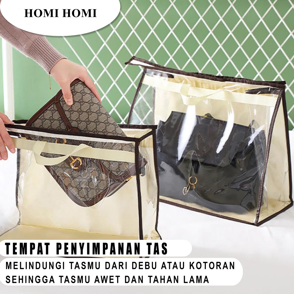 HomiHomi Tempat Penyimpanan Tas Gantung Anti Debu Totebag Transparant Multifungsi HBO002